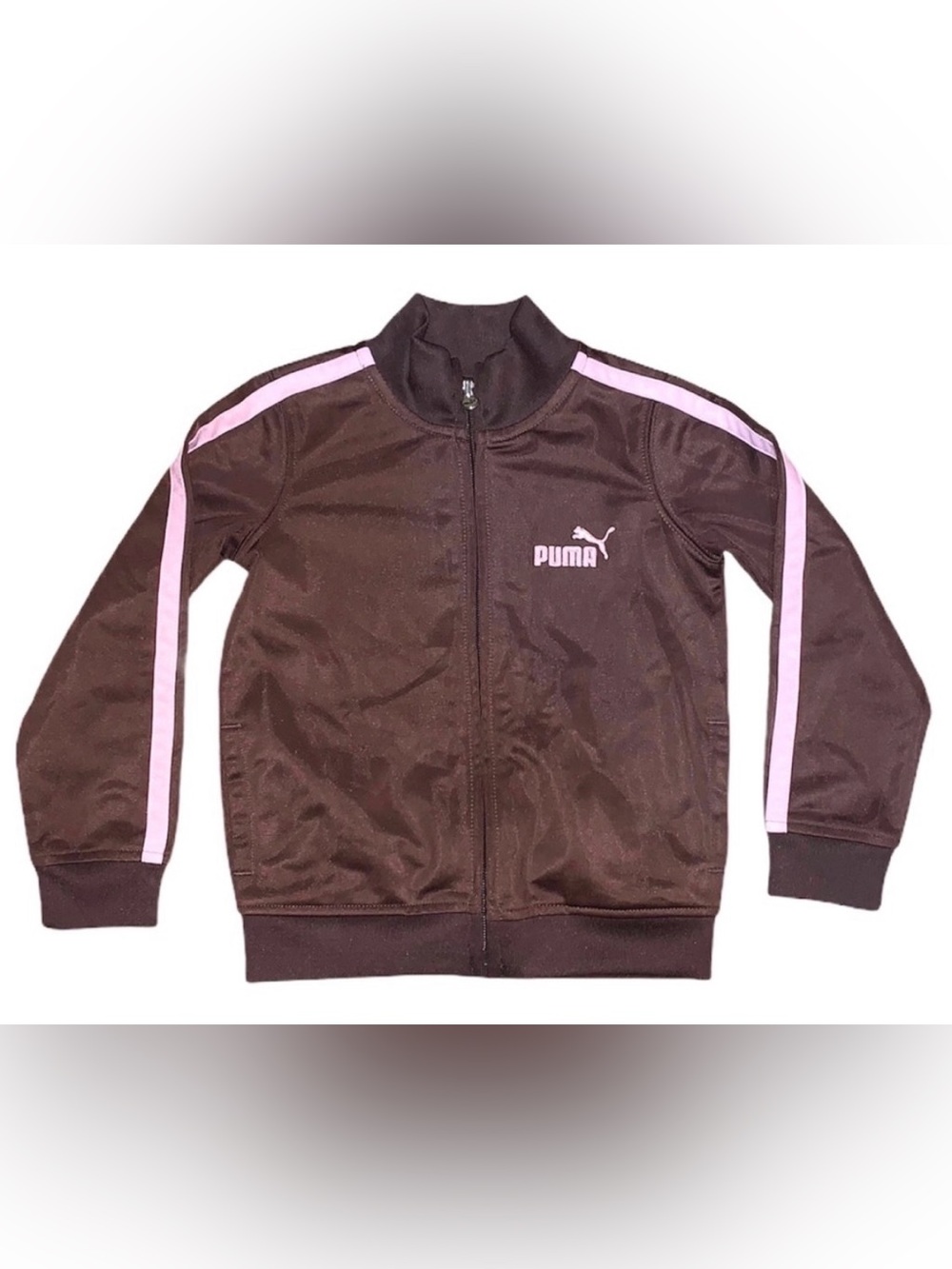 Puma Track Jacket Girls Size 3T Brown Pink Long Sleeve